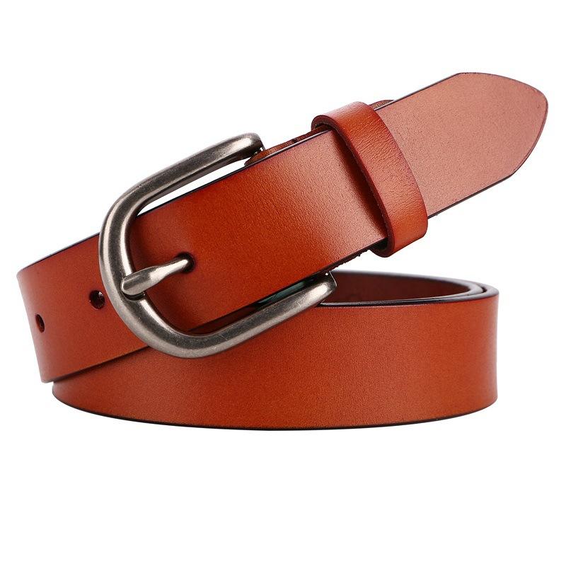 

Belts 100% Genuine Leather For Women Fashion Jeans Classic Retro Simple Denim Dress Cowhide Belt Female, Red