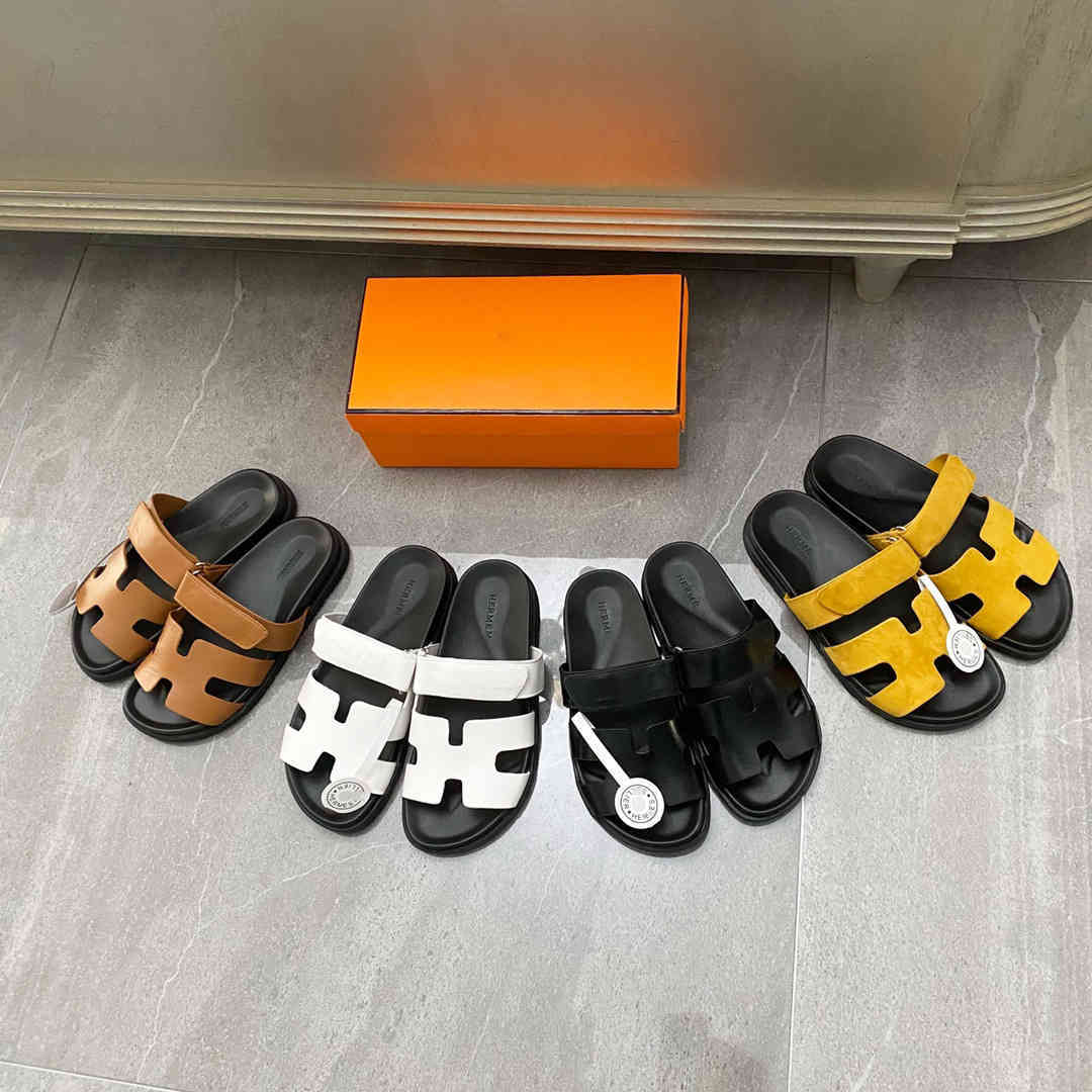 

Zvu / h leather flat heel casual slippers Luxurysss designersss shoes yw, Black