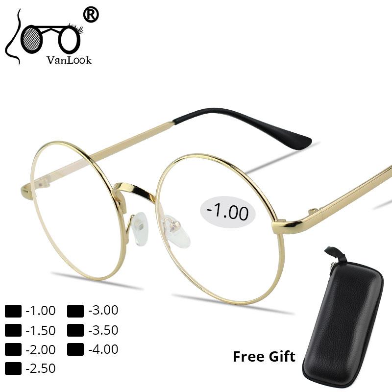 

Fashion Sunglasses Frames Myopia Round Glasses Transparent For Metal Frame Eyeglasses Women Men Oculos De Grau Spectacles-1.00-1.50-2.00-4.0