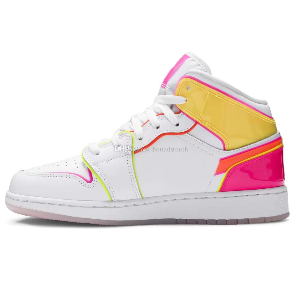 

Jumpman 1 Mid SE GS Edge Glow Basketball shoes 1s Sneakers CV4611 100, White light arctic pink 555112 103