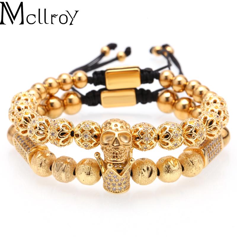 

Link Men/luxury/charm/gold/stainless Steel/skull/bracelet For Men Ball Zirconia Bracelets Femme Gold BanglesLink Chain