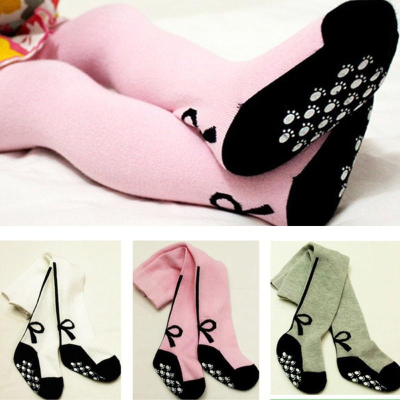 

Footies Lovely Baby Girls Toddler Kids Bow Anti-slip Soft Cotton Socks Cute Pantyhose For, Pink