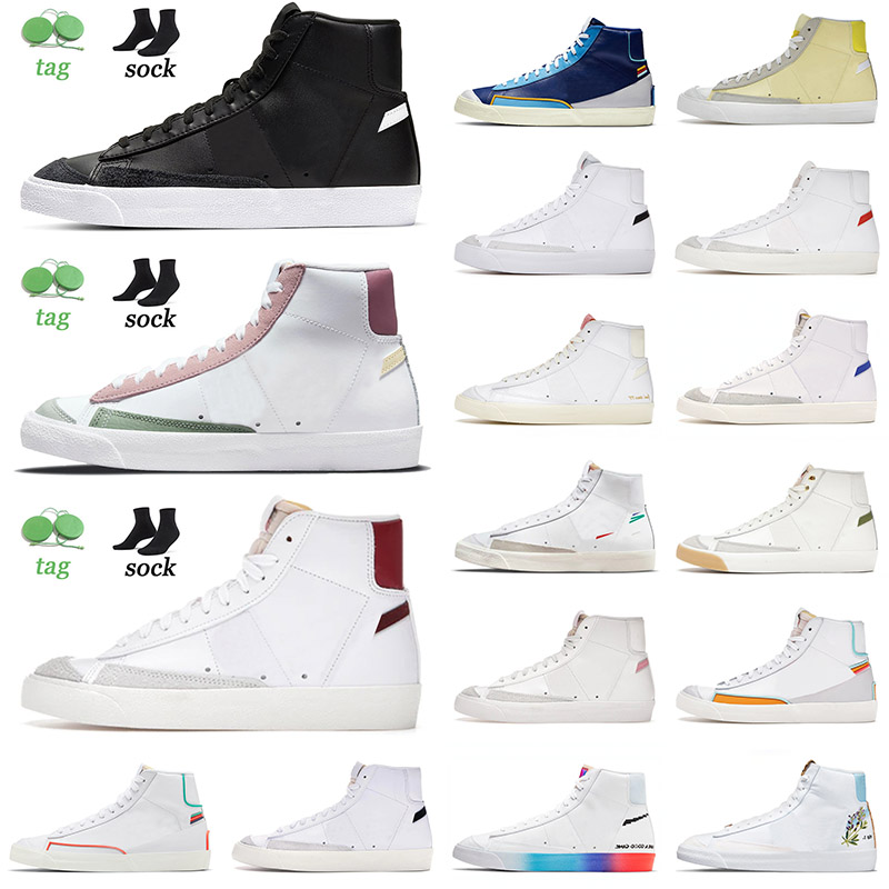 

Top Quality 2021 Mens Women Casual Sports Shoes Blazer Mid 77 Black White Pink Green Yellow Team Red Grim Reaper Flyleather Ruohan Sneakers Trainers, A31 pine green 36-45