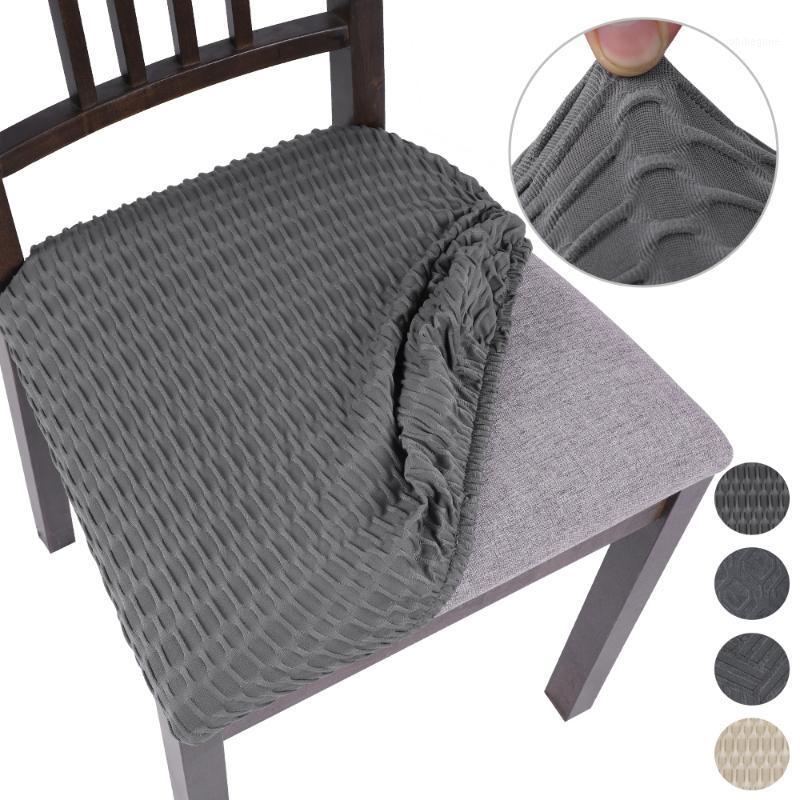 

1/2/4/6PCS Jacquard Chair Covers Stretch Spandex Dining Room Seat Cover Cushion Slipcover With Belt