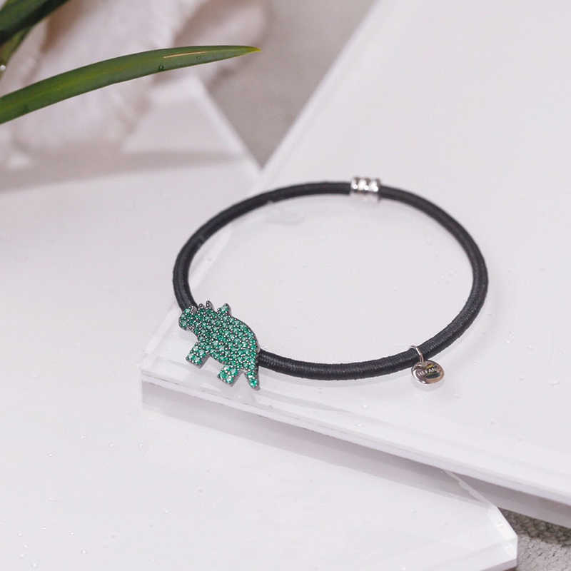 

HEF jewelry original small rhinoceros hair circle female dual-purpose simple leather band hair binding rope bracelet, Golden;silver