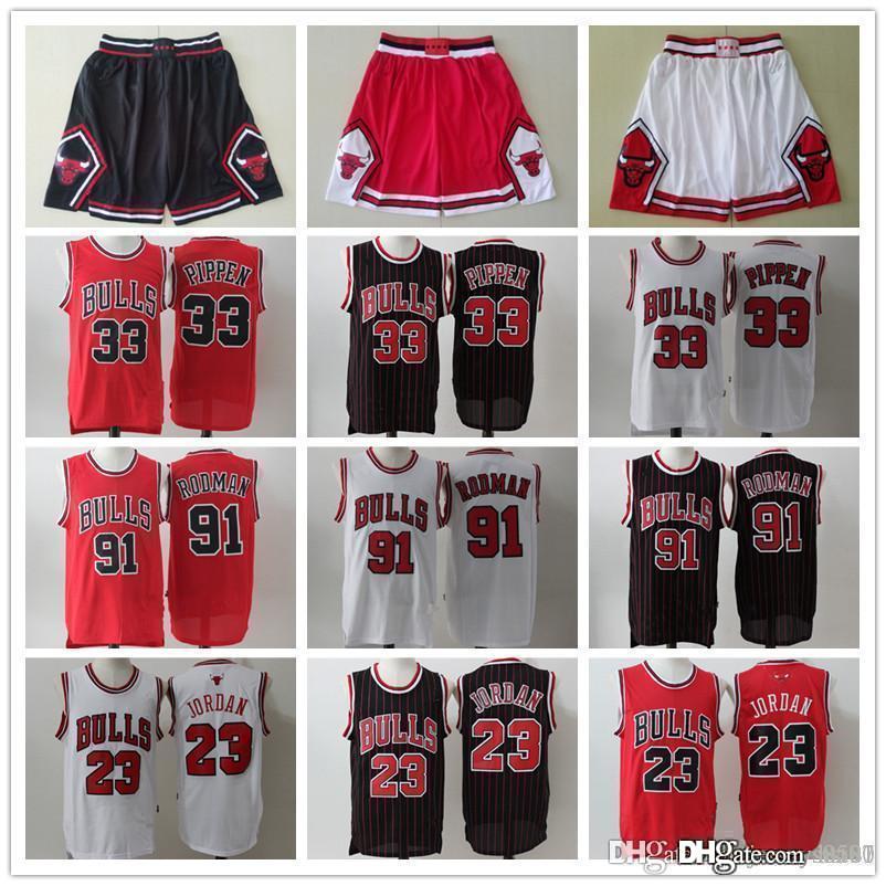 

mens chicagobullsjerseymichael23 MJ dennis91 rodmanscottie33 pippenshorts basketball jerseys, Black;red