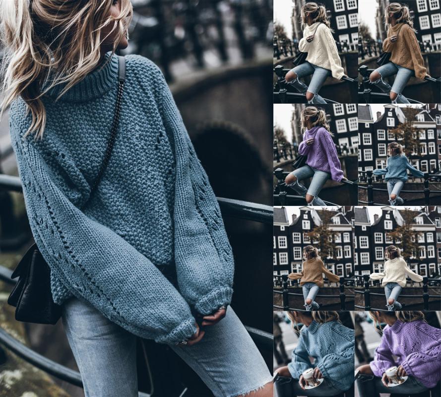 

Women's Sweaters Street Shooting Autumn And Winter Product Sweater Solid Color Round Neck Pullover Long Sleeve Hollow Hole, White;black
