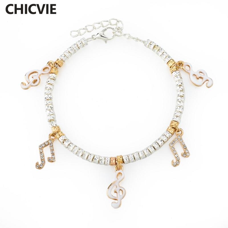 

Link, Chain CHICVIE Gold Musical Note Bead Link Charms Bracelets Bangles For Women European Adjustable Bracelet SBR160063