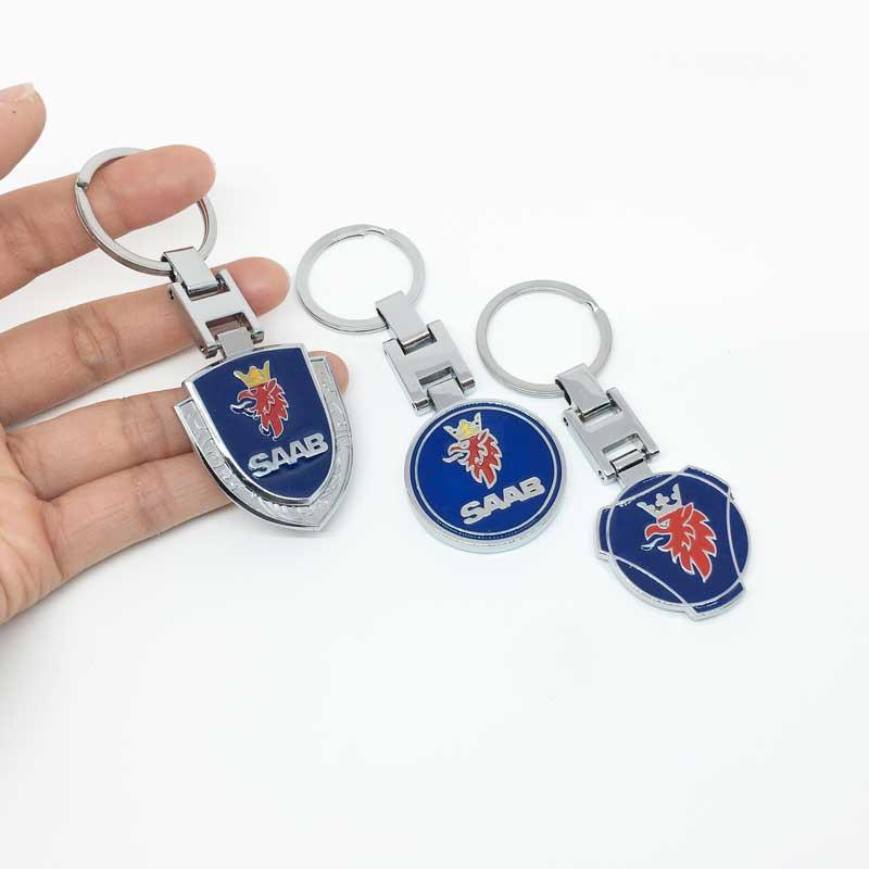 

Keychains 3D Metal Emblem Badge Car Keychain Ring For Saab 9-3 9-4x 9-5 9000 9-7x 900 Estate 90 99 9-2x YS3F YS3G YS3E Double Sided