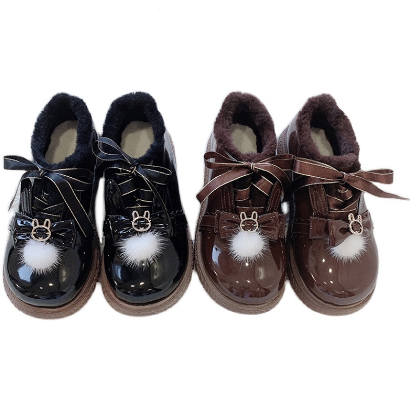 

Average Plutonium Platform Flat Boots Rock Bottom Kawaii Teddy Hot Velvet Winter Lolita Wear Anime Japanese Cosplay Jk Girls S1xp, Black