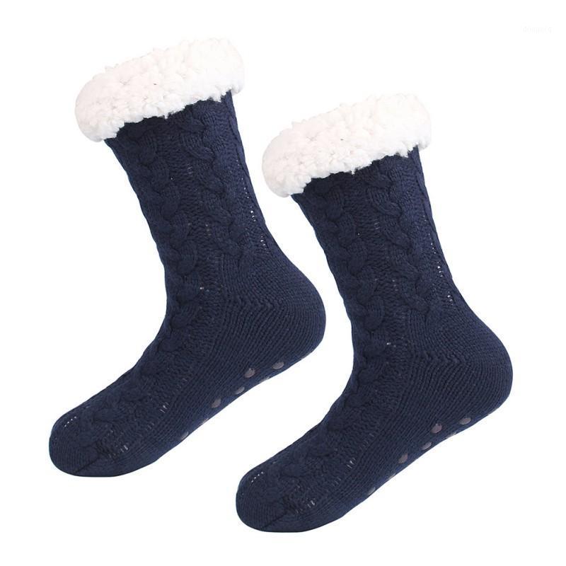 

Women Winter Fleece Lining Knit Socks Non Slip Warm Fuzzy Cozy Slipper Socks1, Hl