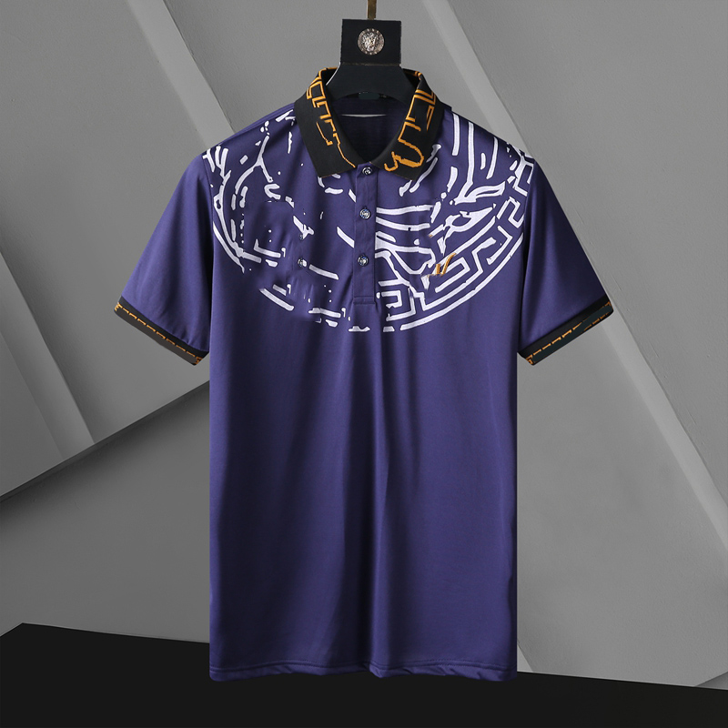 

European men's luxury polo shirt summer hip-hop Lape-neck embroidery round neck embroidery classic style pure cotton men's polo shirt Large size -4XL