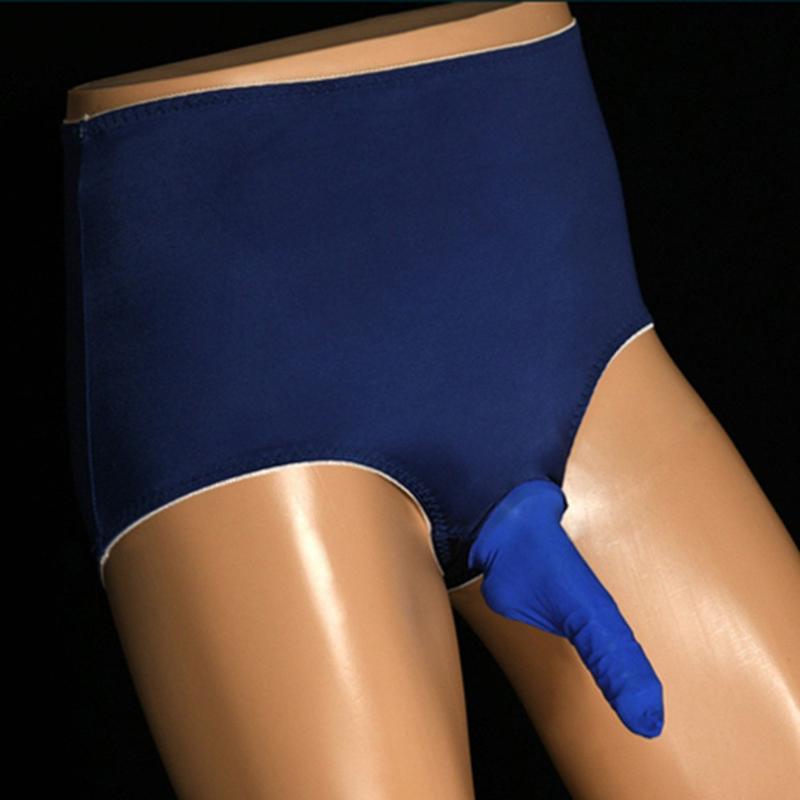 

Underpants Underwear Men Silk Glossy With Silica Gel Sheath JJ Open/ Close Boxer Shorts Sissy Gay Wear Seemless Peni Sleeve A50, Black