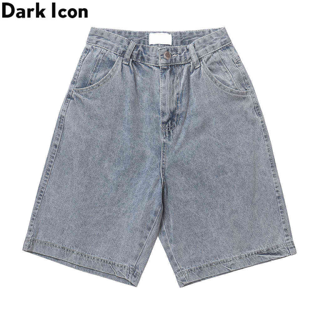 

Denim Shorts Men Summer Basic Straight Mens Shorts Blue 210603