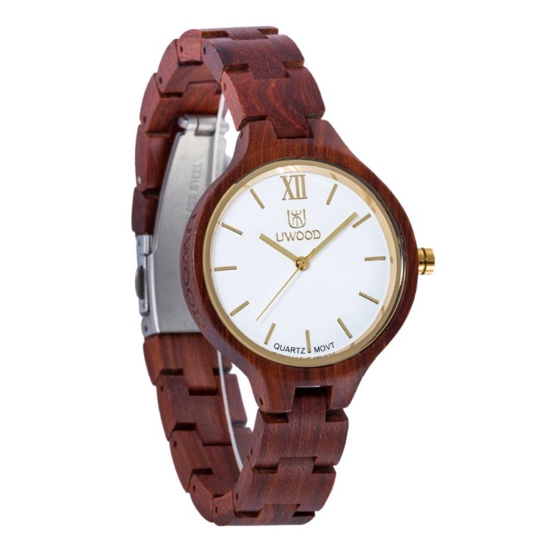 

Wristwatches 2021 Top Fshion Wood Watch Women Lightweight Natural Wooden Wrist Ladies Quartz-Watch, Red