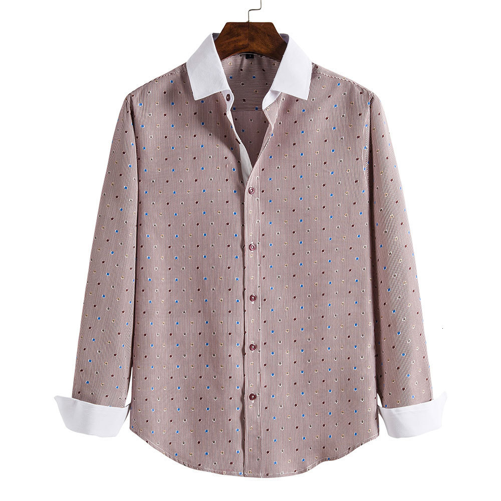

2021 Ropa Hombre Mens Autumn Long Sleeve Formal Shirts for Men Floral Printed Man Pink Shirt Camisas Estampadas T59q, Gray