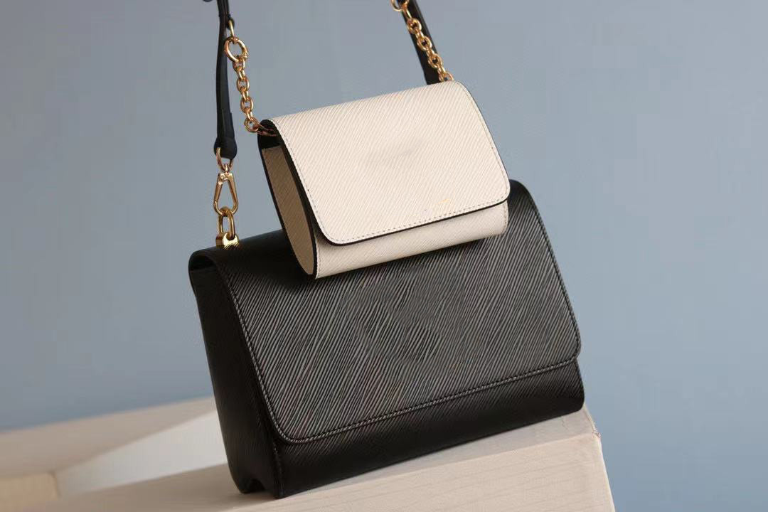 

Classic Original high quality luxury designer bags purse Twist and Twisty handbag leather shoulder bag Crossbodys handbags two color free ship, Black #50336