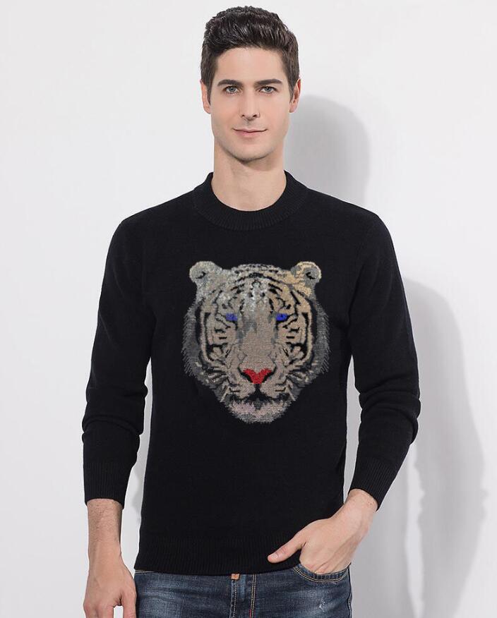

Rhinestone men sweater thickening slim winter pullover man clothing, Purple