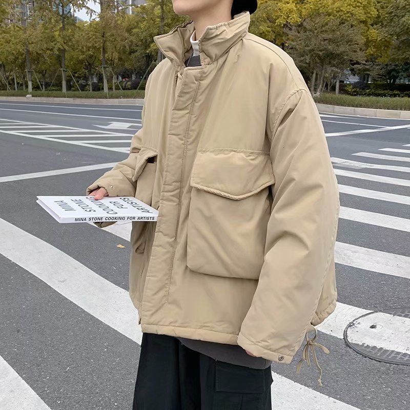 

2021 New Winter Thick Jacket Men's Warmth Fashion Retro Casual Big Pocket Men Wild Loose Korean Short Coat Mens Clothes M-2xl 0yp3, Khaki