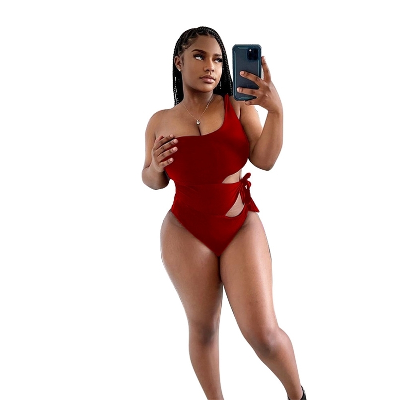

Sexy Hollow Out Patchwork Beach Leisure Vacation Bodysuits Women Summer Fashion Party Off Shoulder Slim Soft Bodysuit Mujer 210525, Red