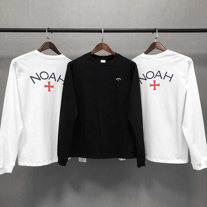 

Noah classic cross Expeditionary Army long sleeve men's and women's lovers meichaogao Street loose print bottomed T-shirt KDC2, White;black