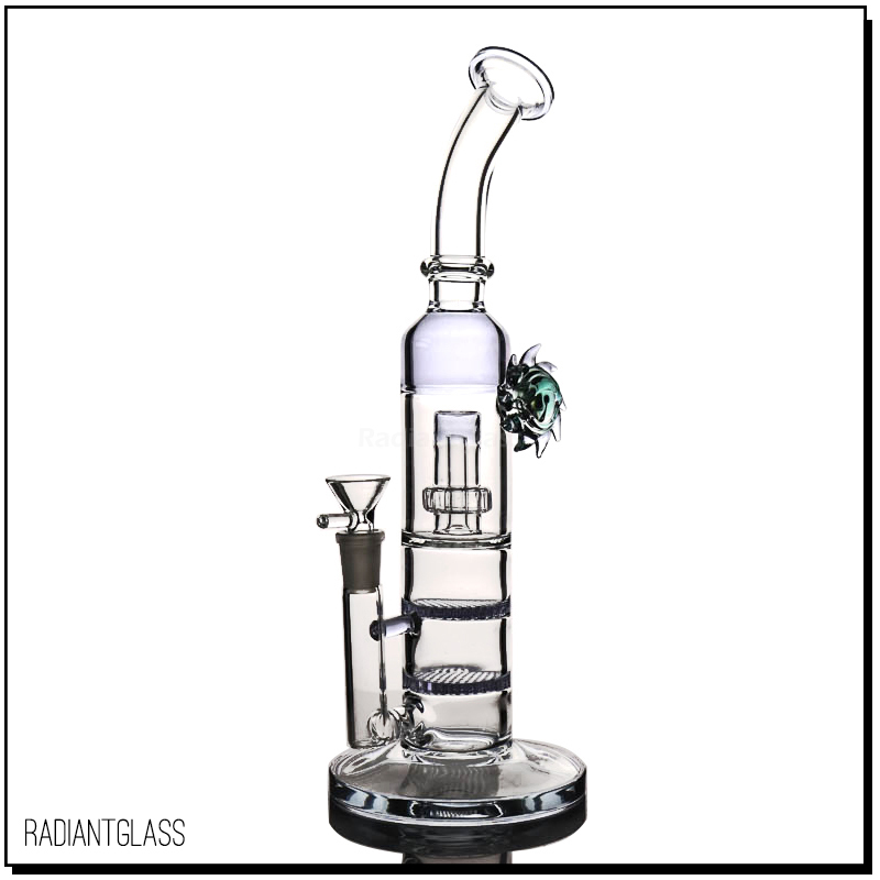 

Angel Eyes Glass Bong hookahs Purple Honeycomb perc water bongs pipes 13.7"