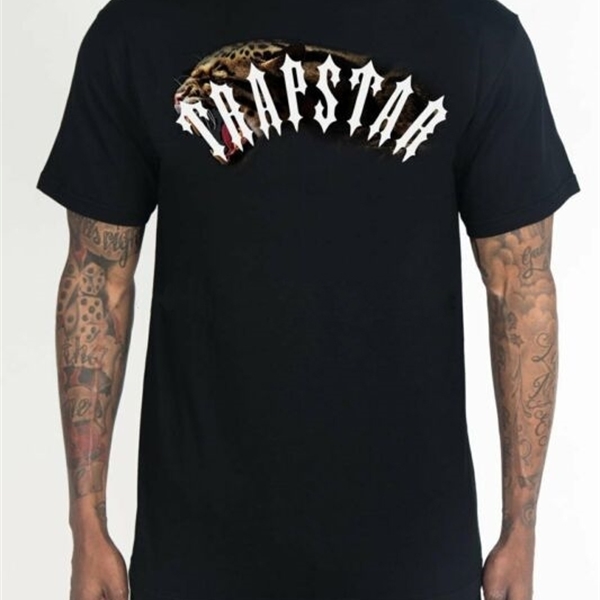 

TRAPSTAR LONDON BEAST MODE LEOPARD SHORT SLEEVE T SHIRT BLACK SIZE S M  BNWT male brand teeshirt men summer cotton t shirt L0223, White;black
