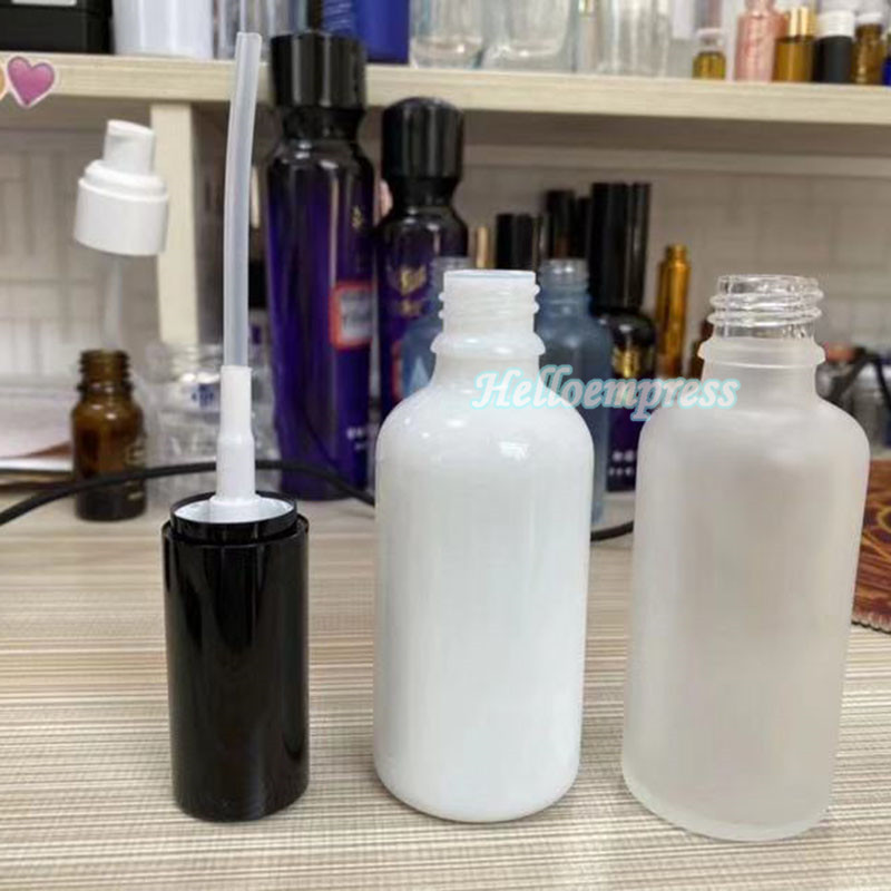 

Frosted And White Porcelain 50ml Glass Spray Bottles For Perfume with Silver Black Pump Sprayer Top