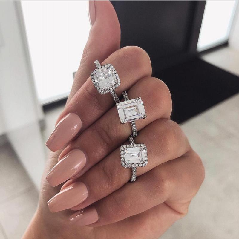 

Cluster Rings Stunning 925 Sterling Silver Promise Ring Cz Stone Engagement Wedding Band For Women Men Gemstones Party Jewelry