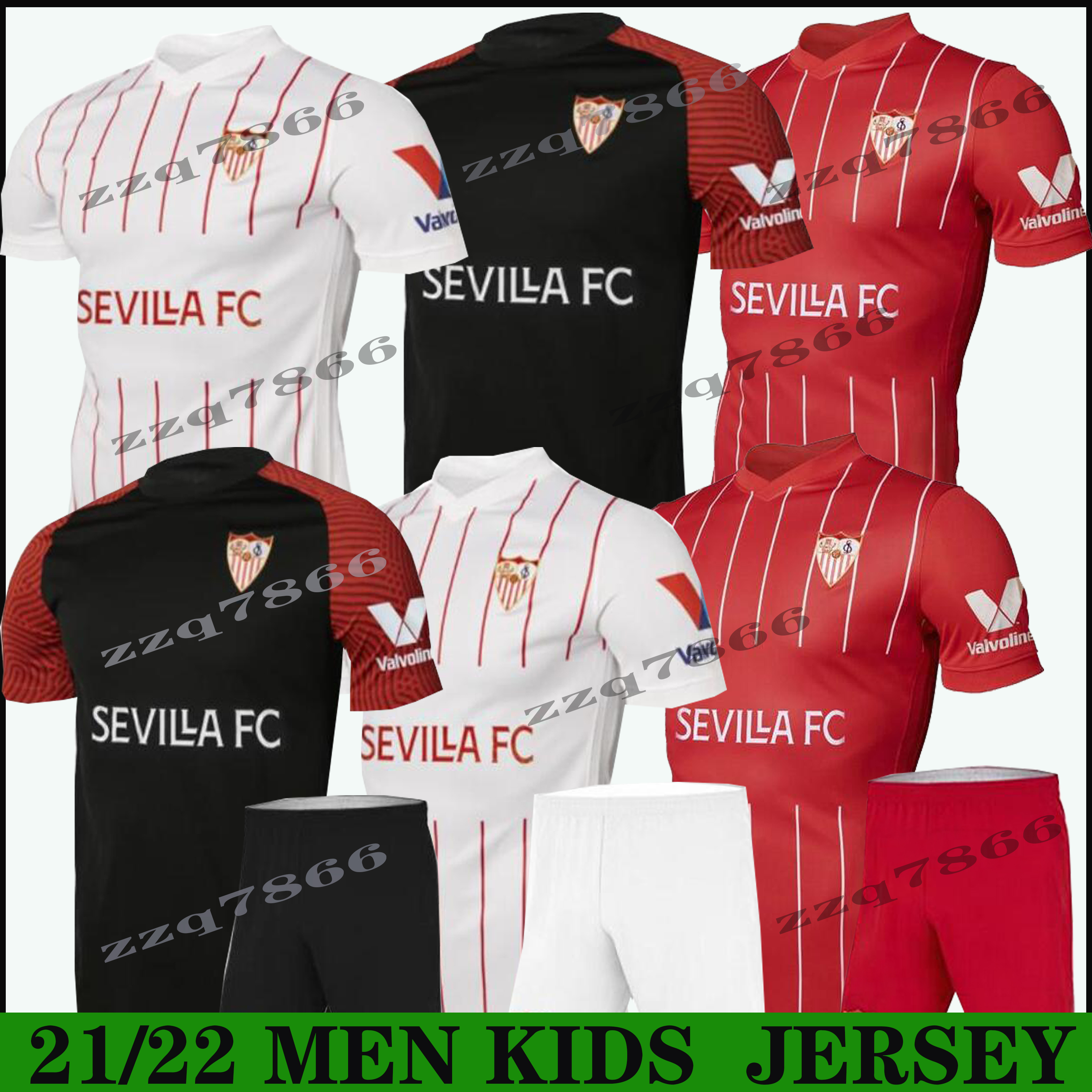 

21 22 Sevilla FC J.NAVAS soccer jersey PAPU GOMEZ I.RAKITIC L.OCAMPOS DE JONG SUSO MUNIR Y.EN-NESYRI 2021 2022 Men+Kids Kits football shirts, Black