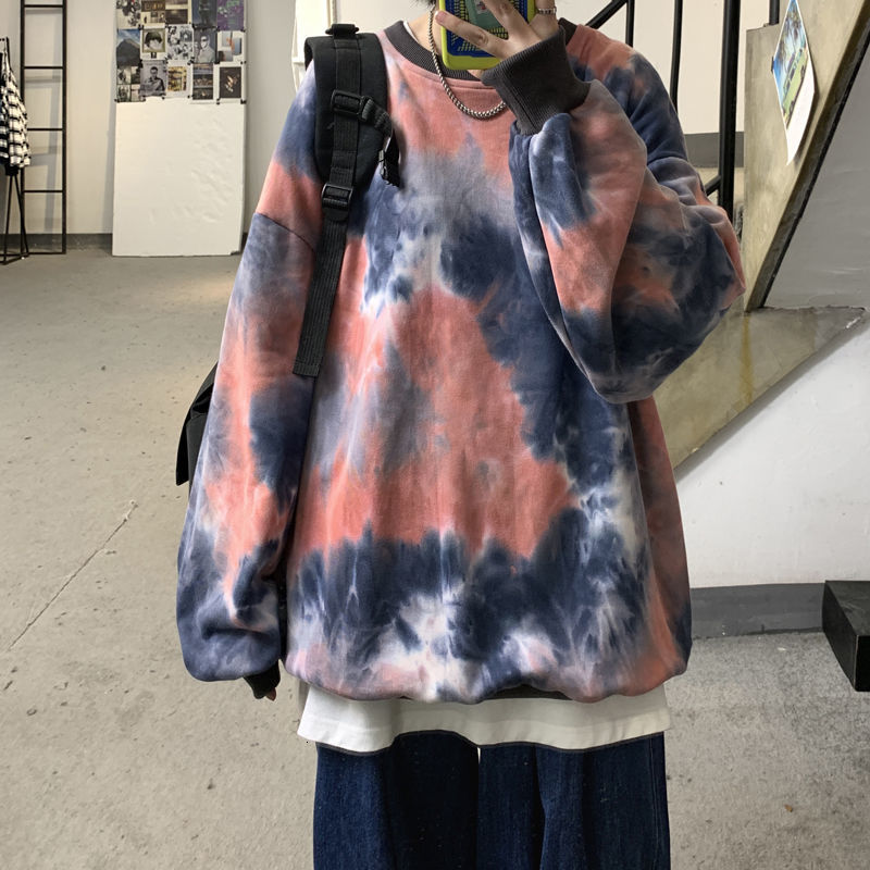 

2021 New Autumn Tie-dye Hoodie Men's Fashion Retro Casual Cotton Camo Sweatshirt Men Streetwear Loose Hip-hop Pullover Hoodies Mens Hoody R8, Black tie dye