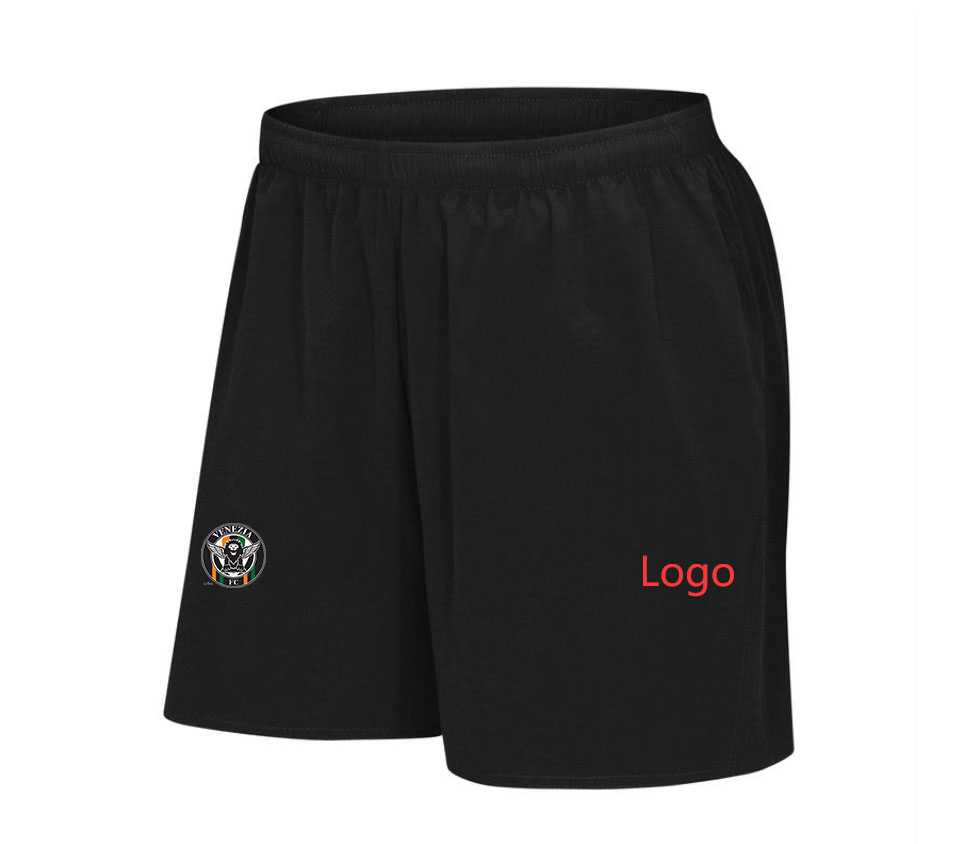 

Top Quality Custom Logo Men' Shorts Training Workout Wear Quick Dry 100% Polyyester Soccer Venezia Football Club Fitness Jersey, Black