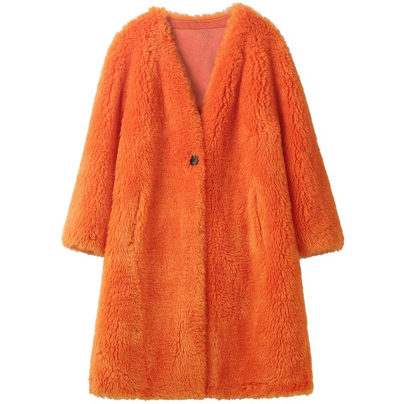 

Women's Fur & Faux Winter Female Autumn Real Coat Women Clothes 2021 Korean Vintage Sheep Shearling Wool Jacket Tops Manteau Femme 19939, Black