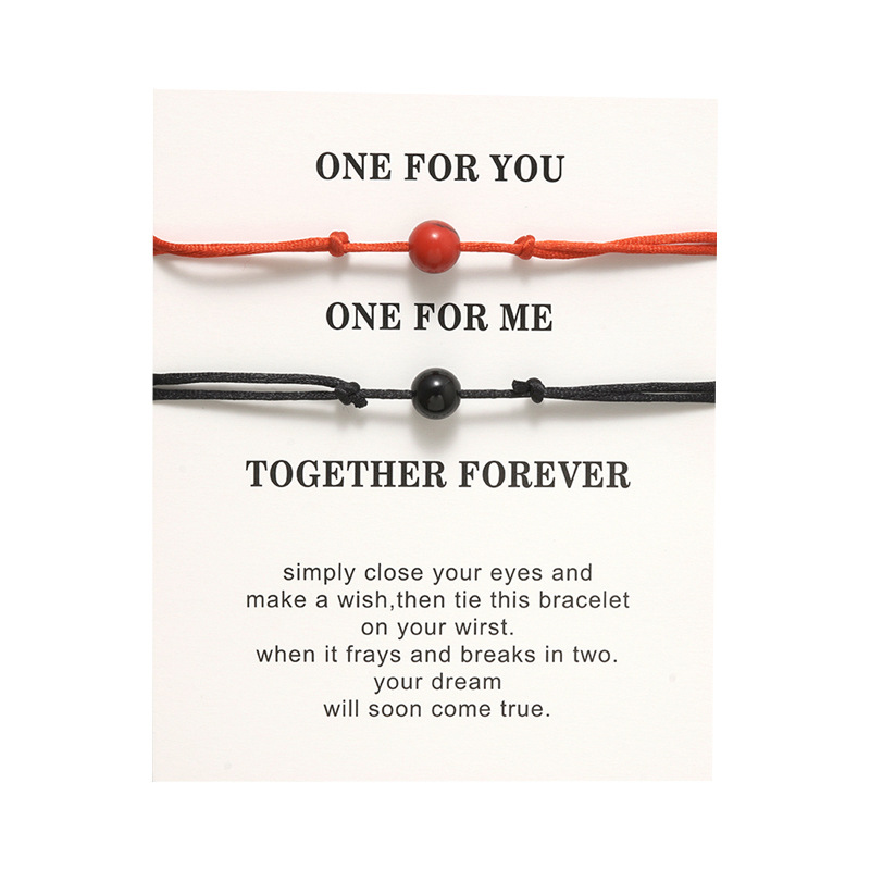 

2pcs/set Fashion Beads charm Couple bracelet with Card For women Men Lovers Lava Rock Natural stone Rope chains friendship DIY Jewelry