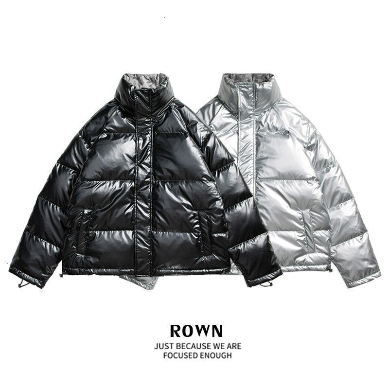 

2021 New Winter High-quality Down Men's Warm Fashion Casual Bright Jacket Parka Men Loose Korean Short Coat Mens Clothes M-2xl 9hwc, Silver