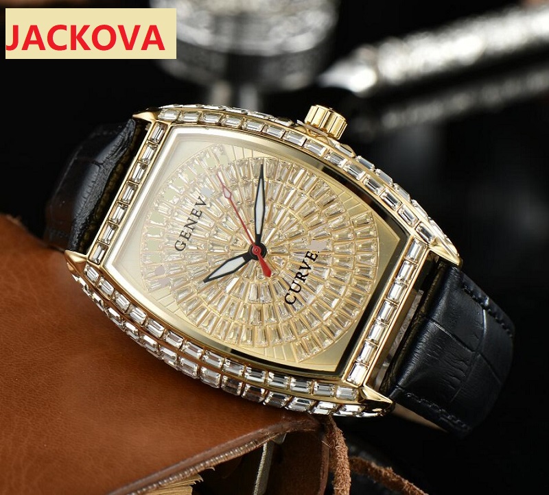 

Top Mens Fashion classic business sapphire men's watch Leather Strap CalendarWristwatches 43mm Chronograph Relojes Hombre Big Diamonds Clock Montre De Luxe Gifts, As pic