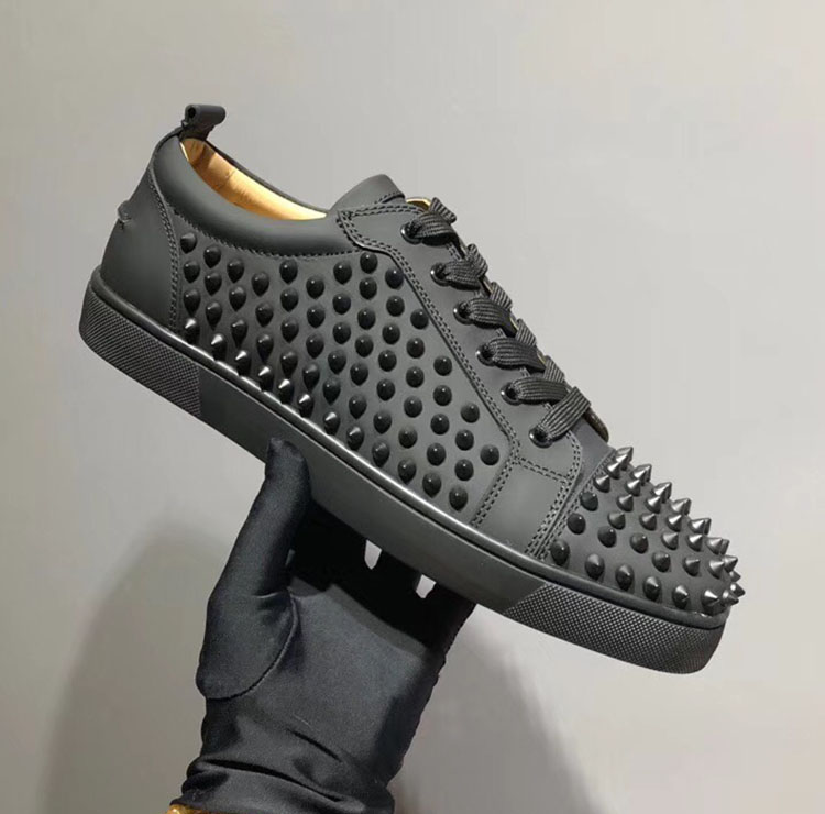 

Top Men Women Casual Shoes Designer Studded Spikes Fashion Insider Sneakers Black Red White Leather Low-top Dress shoes 35-46, 12
