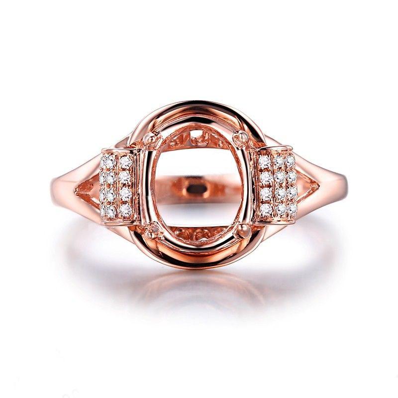 

Cluster Rings HELON 9x7mm Oval Cut Solid 10K Rose Gold Genuine Diamonds Fine Jewelry Semi Mount Engagement Wedding Ring Women Diamond