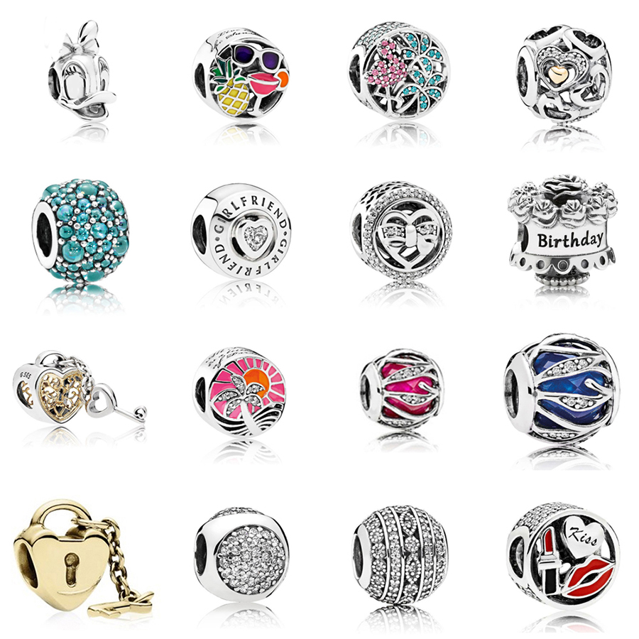 

NEW 2021 100% 925 Sterling Silver Glasses Gem Lipstick charm Fit DIY Original Bracelet Fshion Jewelry Gift