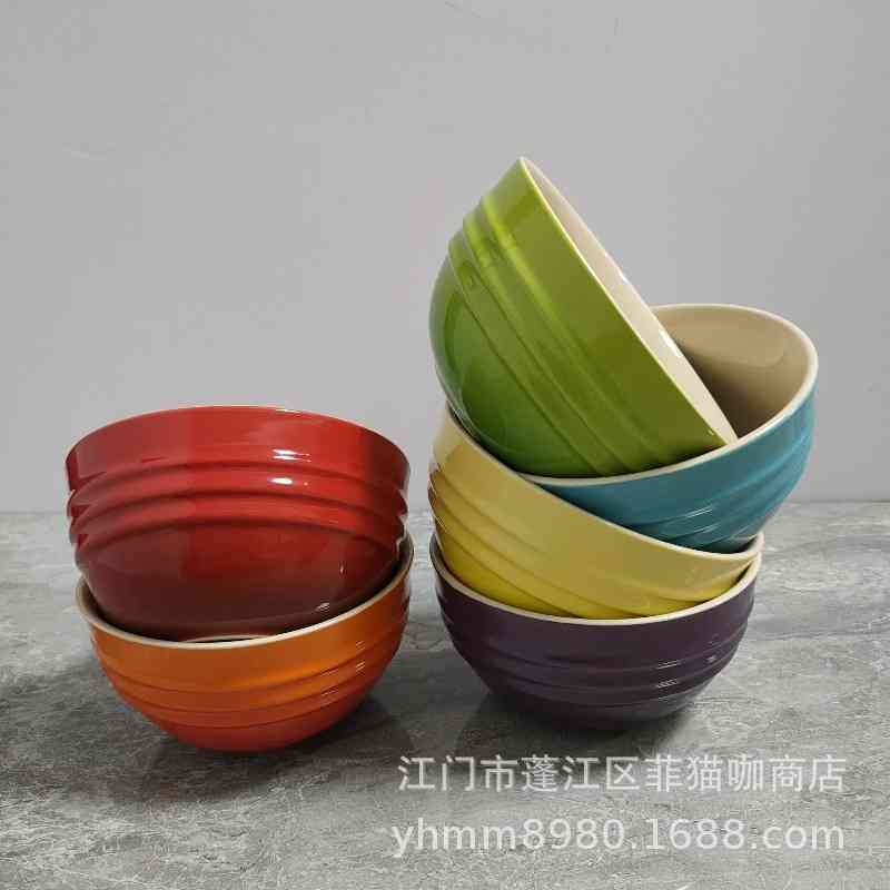 

French high temperature gradient Rainbow Rice Bowl stoneware porcelain ceramic rice bowl tableware daily household Le home set