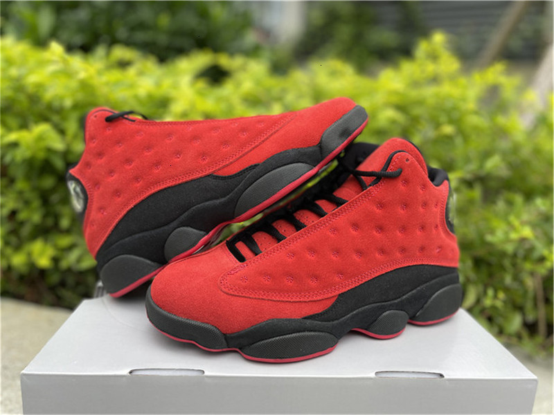 

Newest Authentic 13 Reverse Bred Outdoor Shoes Men 13S Real Carbon Fiber University Red Zapatos Sneakers Sports With Original US7-13