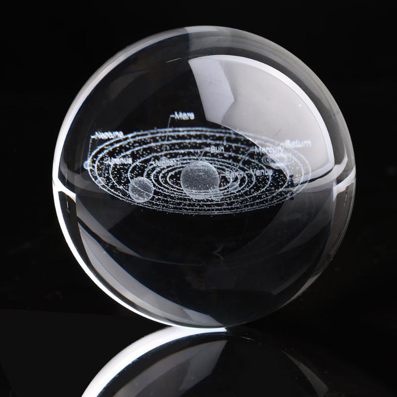 

Glass Ball Laser Engraved Planets Model Fashion Crystal Ball Quartz 6CM 3D Sphere Craft Gift Miniature Home Decor