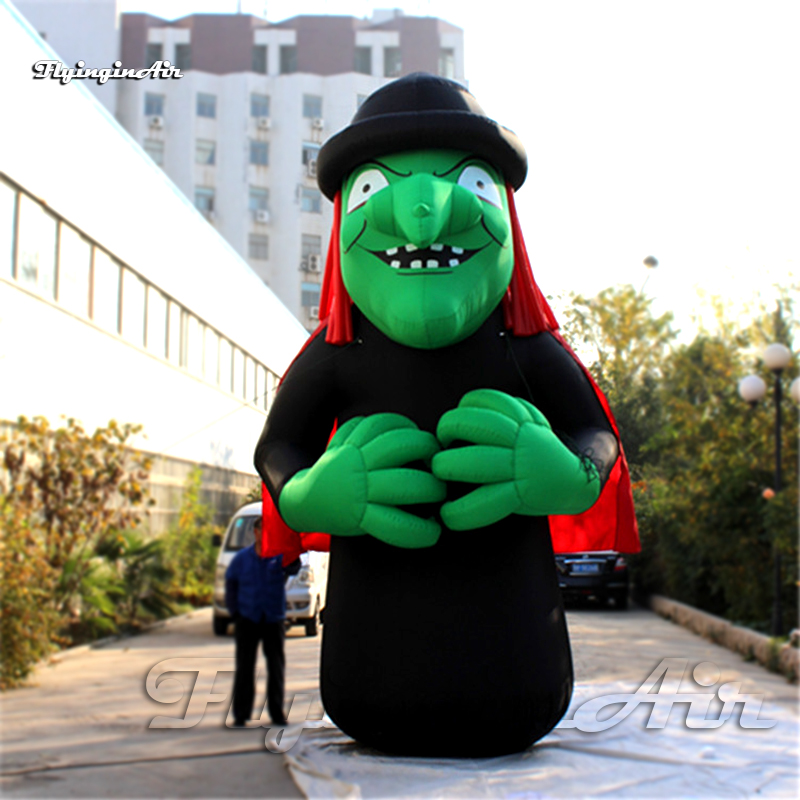 Outdoor Halloween Decorative Inflatable Witch 5m Height Cartoon Figure Model Green Blow Up Zombie Balloon For Festival Show-image-703573115