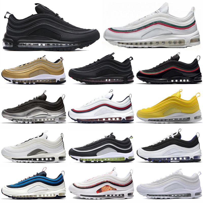 

97 mens running shoes Mschf Lil Nas x Satan Luke inri jesus 97s triple black Bullet white metalic gold University Red undefeated men women trainer sports sneakers, Color 6