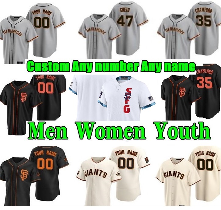 

San Francisco 2021 Buster Posey Baseball Jerseys Brandon Crawford Kevin Pillar Yastrzemski Longoria Belt Jersey Men Women Youth kids jersey, As shown in illustration