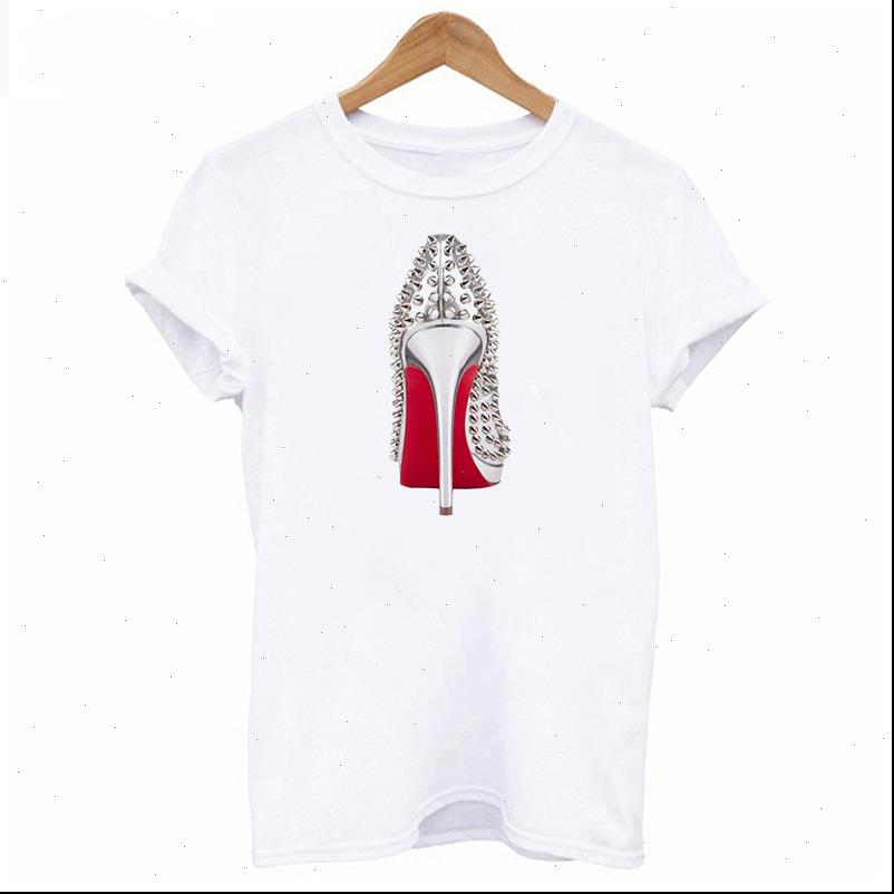 

G watercolor high heels shoes t shirt print vogue femme funny women 90s hip hop punk shirts hipster streetwe, W688