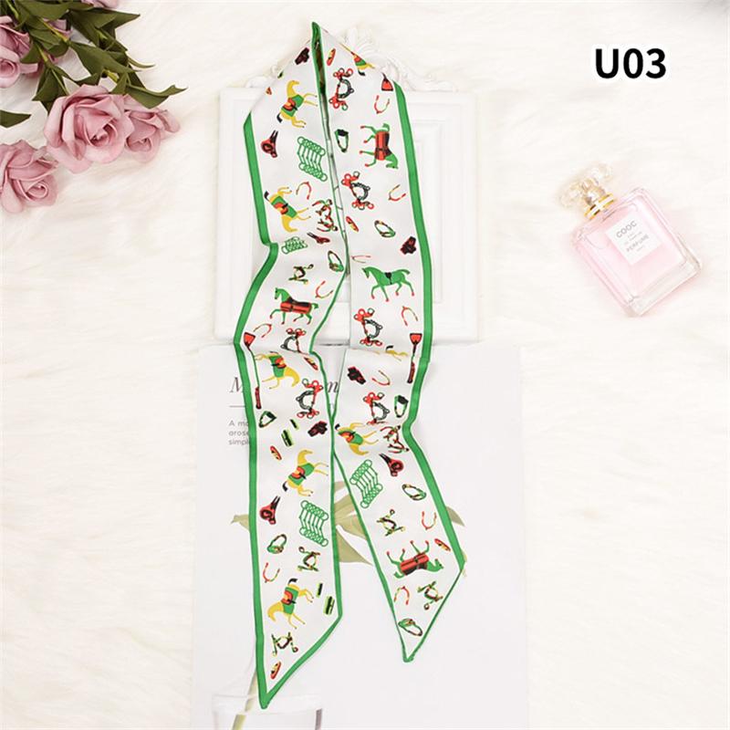 

Scarves Fashion Turban Horse Print Women's Scarf Shawl Skinny Long Tied Bag Ribbon Ladies Tying Hair Small Silk BS47
