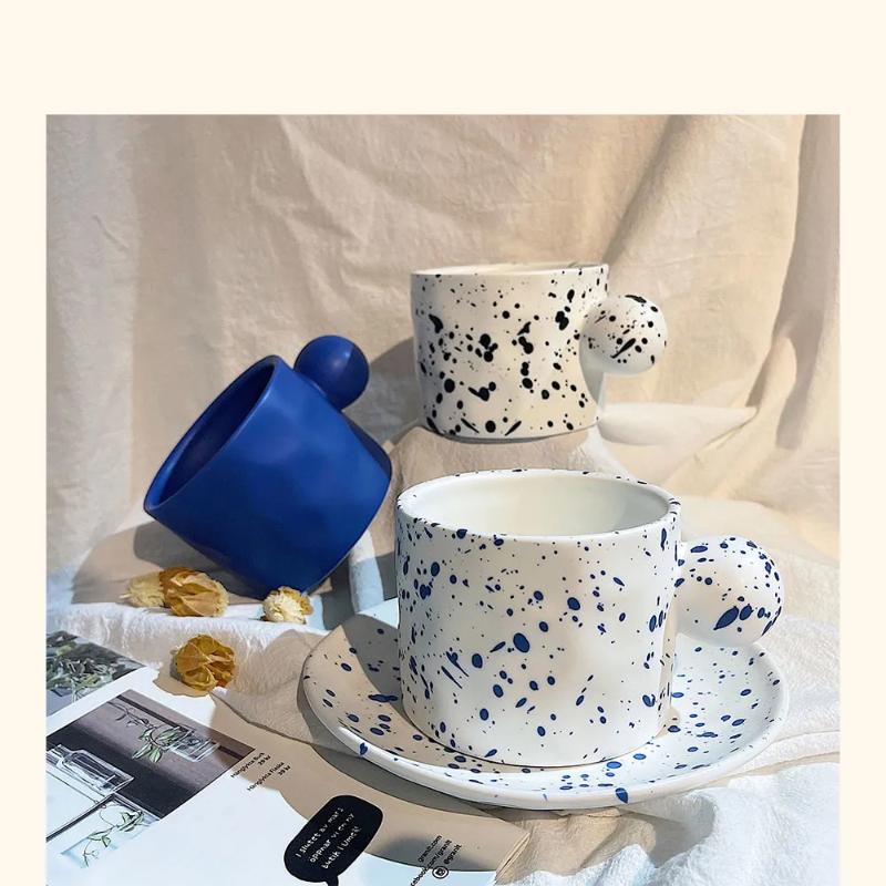 

Mugs Ink Ceramic Mug Ins Wind Oatmeal Breakfast Coffee Cup Couple Water Simple Large-capacity Household