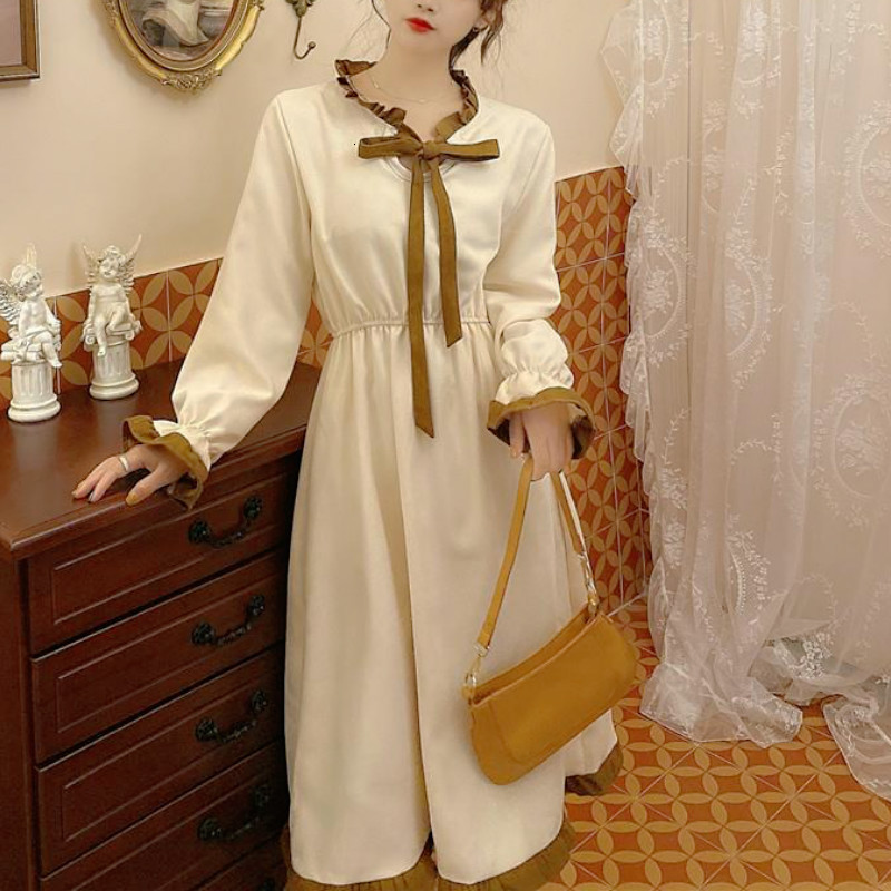 

2021 Elegant Kawaii Autumn Patchwork Designer Party Midi Female Casual Japanese Style Korean Women New Tgym, Black