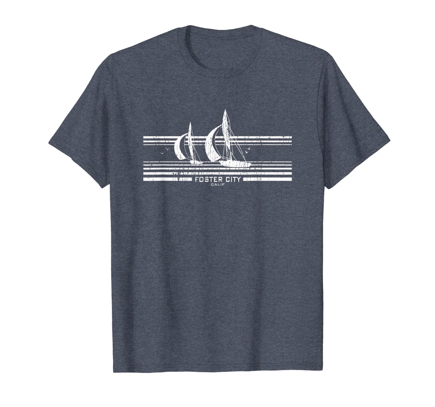 

foster city ca sailboat t-shirt vintage 70s graphic tee, White;black